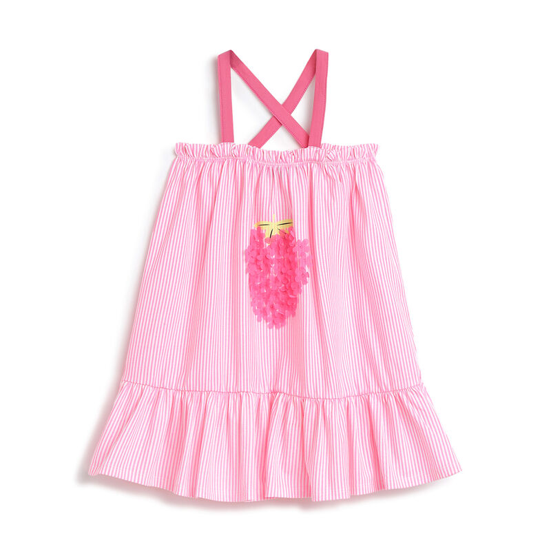 Girls White and Pink Printed Sleeveless Dress image number 0